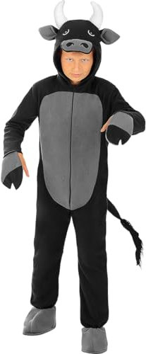 Funidelia | Disfraz de Toro para niño y niña Animales - Disfraz para niños y divertidos accesorios para Fiestas, Carnaval y Halloween - Talla 7-9 años - Negro