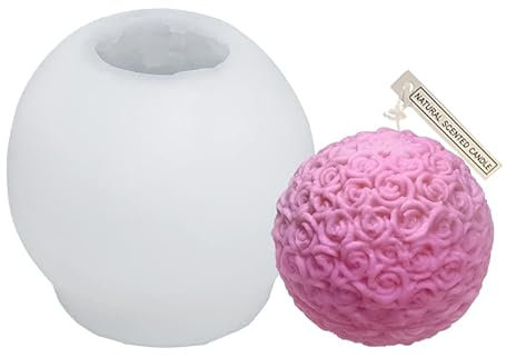 Kerzenform Silikon Kugel mit kleinen Rosen Verzierungen, Kerzen Silikonform, DIY Körper Statue Kerze Dekor Kunst Handwerk, Gussform Kerzengießen Seifen Form Wachs Gießform