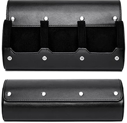 Eono Uhrenrolle Reiseetui für 3 Uhren, Uhrengehäuse für Herren Uhrendisplay Afbewahrungsbox Tragbare Uhrenrolle PU Leder Watch Box für Aufbewahrung und Anzeige, Shwarz