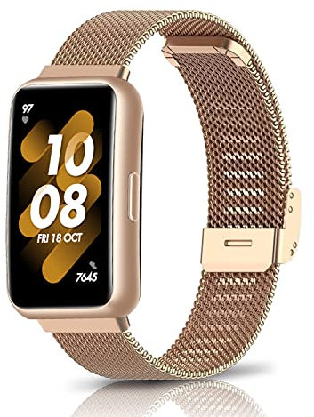 KoGiio Cinturino Compatible con Huawei Band 7, Chiusura Rete Metallo Regolabile Watch Band Cinturino, Uomini Donne Acciaio Inossidabile Ricambio Cinturino Compatible con Huawei Band 7-Colorato