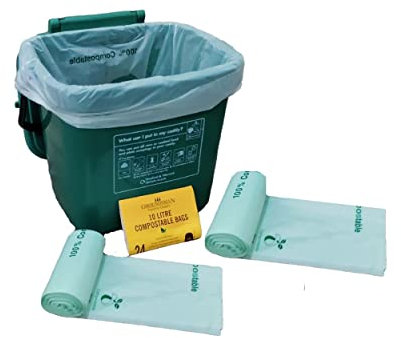 2 x Pack Of 24 10L Compostable Food Waste Caddy Bags 100% Biodegradable Food Caddy Bin Liners