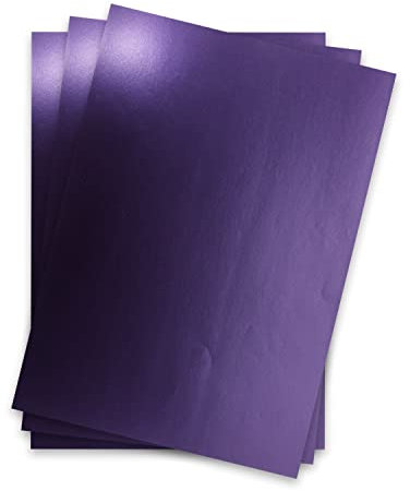 Metallic Papier DIN A4 21,0 x 29,7 cm - Lila Metallic - 15 Stück - glänzendes Bastelpapier 90 g/m² - Rückseite Weiß - Für Einladungen, Hochzeiten