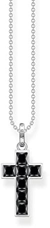 THOMAS SABOKette Kreuz schwarze Steine Recyceltes 925 Silber, geschw 40,00-45,00 cm KE2166-643-11-L45V