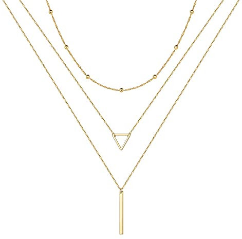 TINGN Gold Layered Kette - 14K Vergoldete Mehrreihige Wasserfeste Boho Schmuck Kette für Damen - Geschenke für Frauen