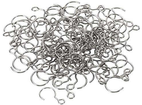 PATIKIL Tenda S Forma Gancio 100pz 6mm Aperto Larghezza Mini Inox Acciaio Ornamento Ganci per Fai-da-te Artigianato Lampadario Pendenti Albero Natale Accessori Argento