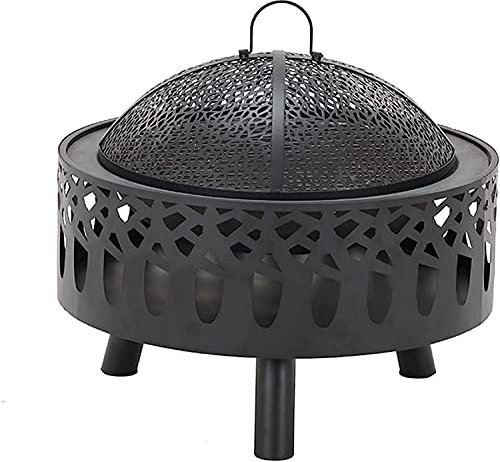 ATAAY Garten-Feuerstelle Feuerstelle im Freien, mit Holzkohlegabel/Kohlegitter/Mesh-Abdeckung, Heizung BBQ Grill Camping Bonfire Grill Grillgestell