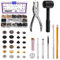Swpeet Lot de 120 fermoirs à pression en cuir de 2,5 mm et pince perforée avec 4 outils de fixation, boutons pression en cuir