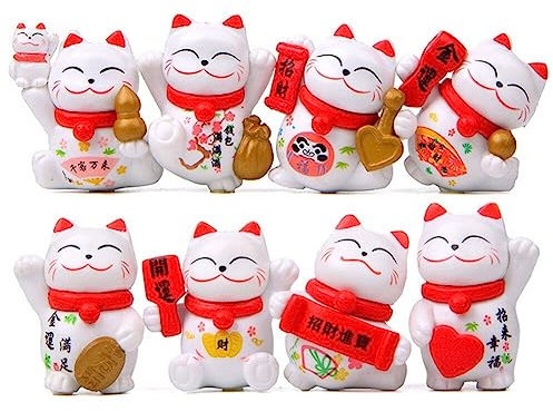 8 Pcs Lucky Cat Fridge Magnet Paste 3d Cat Magnetic Paste Home Decoration Animal Refrigerator Stickers for Kitchen Office
