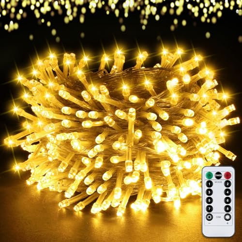 POWZOO Luces Arbol Navidad,Guirnalda Luces Exterior 40M 400 LEDs Luces Navidad Exterior 8 Modos Luz,Impermeable luces de navidad Árbol de Navidad,Terraza,guirnalda navidad Conectable,Blanco Calido