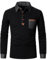 UUAISSO Poloshirt Herren Langarm Polo Shirts Baumwolle Farbe Nähen Tasche T-Shirt Slim Fit Golf Schwarz XL