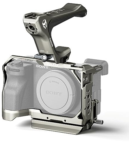 TILTA Camera Cage Compatible with Sony A6700, with Cooling System, Compact NATO Top Handle and 18mm NATO Rail Attachment Lightweight Kit - Titanium Gray TA-T54-A-TG