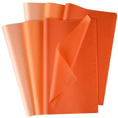Morcheiong 120 Blatt orangefarbenes Seidenpapier, mehrfarbig, Kunst, Geschenkverpackung, Seidenpapier, Großpackung für DIY, Geburtstag, Hochzeit, Halloween, Erntedankfest, Urlaub, Handwerk, Party,