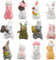 FaJoek 12 Stücke Mini Hase Figuren, Miniatur Kaninchen Figur, Miniatur-Landschaft Kaninchen, Kleine Osterhasen Figuren, Osterhasen Figuren Miniatur, Niedliche Miniatur Kaninchen, für Heimtextilien