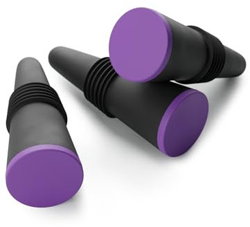 Koala Spain 3 luftdichte Silikonstopfen für Weinflaschen, Violett