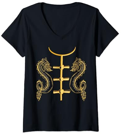 Femme Costume chinois dragon chinois pour femmes hommes enfants T-Shirt avec Col en V
