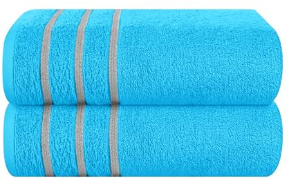 MyOwn Baumwolle 2er-Pack Oversized Badetuch-Set 70 x 140 cm, große Badetücher, Ultra saugfähig, kompakt, schnell trocknendes und leichtes Handtuch — Türkis Blau