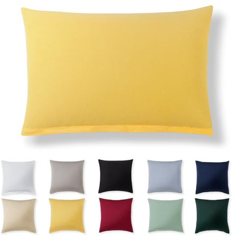 Alreya Kissenbezug 50 x 70 cm - Gelb - 100% Jersey Baumwolle - Kissenhülle für Kissen 50x70 cm, Jersey Kopfkissenbezüge, Superweicher Kissenbezug 50x70 mit Reißverschluss