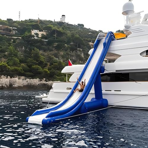 Gueploer Water Yacht Slide, Summer Outdoor Sea Paradise with Inflatable Struts Easy to Install with Electric Air Pump for Yachts, Ships,26.2Ft/8M