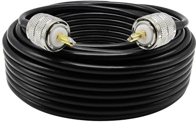 Rydocyee RG58 - Cavo coassiale 15,2 m, rame massiccio, spina UHF PL-259 a spina UHF PL-259, 15,2 m, a bassa perdita, 50 ohm cavo coassiale per radio CB, Ham Radio, SWR, scanner polizia,