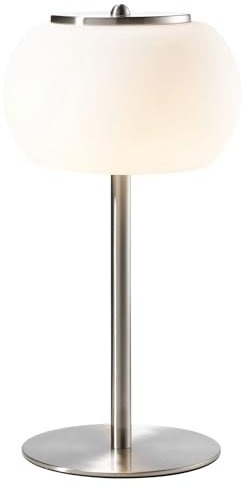 casa NOVA LED-Tischlampe - H 33 cm - Silbergrau - Weiß - Metall - Glas
