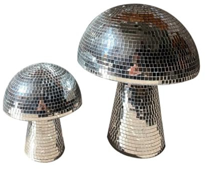 RQSMYLR 2 Stücke Spiegel-Pilz-Disco-Kugel,Pailletten, Funkelnde Pilzform,verspiegelte Glas-Pilz-Disco-Kugel,Geeignet für Bars, Familien, KTV und andere Szenen