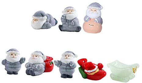 Yardenfun 8 Stück Weihnachtsmann-Figuren Aus Kunstharz Für Landschaftsdekoration Requisiten Heimdekoration Ornamente Hängende Weihnachtsdekoration Frohe Weihnachten