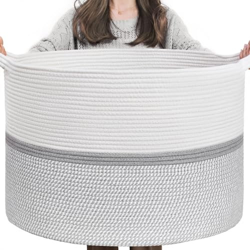 TIMEYARD Wäschekorb, Korb Aufbewahrung, Wäschekorb Kinder, Aufbewahrungskorb Kinderzimmer, Korb Aufbewahrung, Groß Weihnachtsbaum Korb, Korb für Decke,Baby Spielzeug, 55x35cm