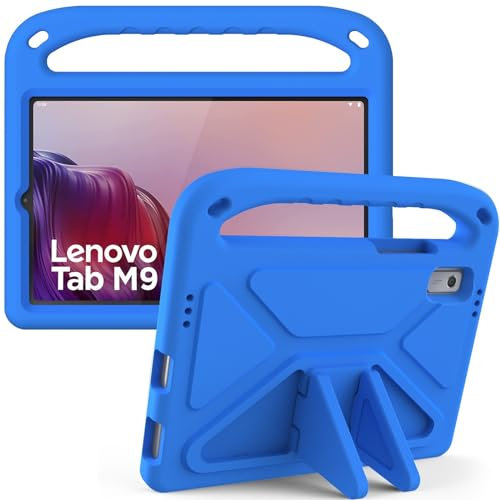 Funda compatible con Lenovo Tab M9 (TB-310FU) de 9.0 pulgadas, versión 2023 para niños, funda protectora ligera de EVA a prueba de golpes, correa de hombro [asa] (azul)