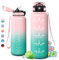 Trinkflasche 1.5L, Große Trinkflasche Sport, Wasserflasche Auslaufsicher mit Strohhalm, Trinkflasche Kohlensäure Geeignet, Fitness Trinkflasche, BPA-Frei, Sportflasche für Erwachsener, Büro