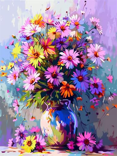 Purple Flower Paint by Numbers,Paint by Numbers for Adults Flower,Adult Paint by Numbers Canvas Kits,DIY Oil Painting kit with Brushes and Acrylic Pigment,Home Wall Decor 20x30cm (Frameless) T-726