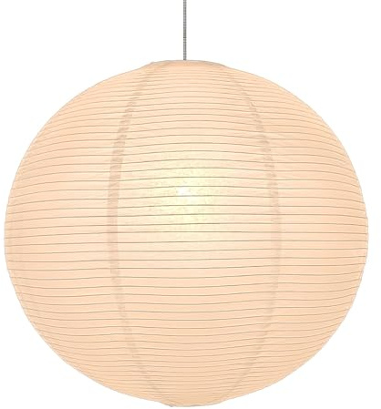 Hytsoeee Große runde weiße Papierlaterne, moderner, minimalistischer Reispapier und Stahldrahtrahmen, Deckenhalterung, weiches Licht, teure Optik, mehrfarbig, einfache Installation, 55 cm