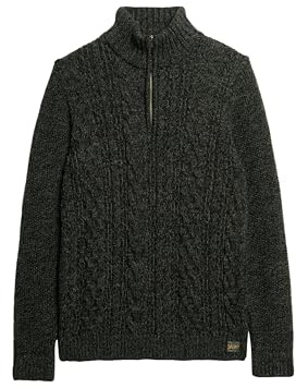 Superdry Mens Jacob Cable Knit Half Zip Sweater