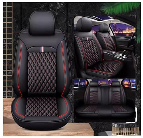 Full Set Auto Sitzbezüge für Seat Leon Mk2 Leon Mk3 Leon 1 Leon 2 Leon 3 Leon 5F Leon Fr, Wasserdichter Leder-Autositzbezug, Seasons Protectors VerschleißFest, 5-Sitzer Autositzbezug Universal(D(Black