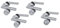 Garniture de porte à rosace I Lot de 4 ferrures de porte en acier inoxydable satiné pour 3 portes de chambre avec trou de serrure à clé et 1 porte WC de salle de bain, cliprosette Ø 52 mm, poignée de