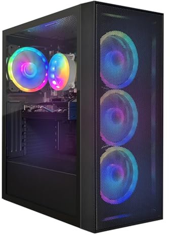 STGsivir PC Gamer Fixe,Ordinateur Gaming,Radeon RX 580 8G,Intel Core I7 8th jusqu'à 4.1GHZ,16G DDR4,1T SSD,WiFi 600M,BT 5.0,Ventilateur RGB X4,W11Home