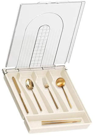 Scatola portaoggetti in argento, organizer per riporre oggetti in argento, con coperchio, contenitore per posate, 5 scomparti contenitore in argento con coperchio, posate di grande capacità