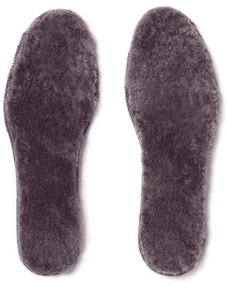 Lammfell Einlegesohlen für Damen & Herren – Wärmeisolierend, Atmungsaktiv & Bequem – Ideal für Winterstiefel, Outdoor-Schuhe und Freizeitschuhe – Kuscheliges Lammfell, Perfekte Passform (Grau, 39)