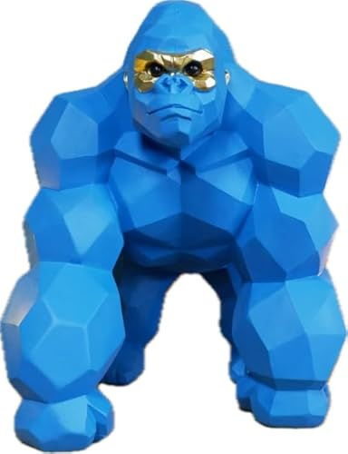 Venture Vehicles Ltd Large Geometric Bright Blue Gorilla Resin Contemporary Ornament