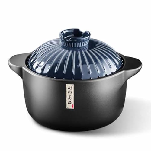 Cherrii Tazón de cerámica for servir sopa, Tazón for microondas, Olla de barro Cazuela de cerámica Olla for estofado de arcilla Olla for sopa Olla for cocinar Olla con tapa Utensilios de cocina(3.3L)