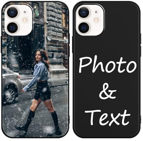 Foonary Personalisierte Handyhülle für iPhone 12/iPhone 12 Pro 6,1'', Personalisiert Hülle mit Selbst Gestalten Bedrucken mit Eigenem Bild Foto Schutzhülle, Individuelle Case für iPhone 12 Pro,Schwarz