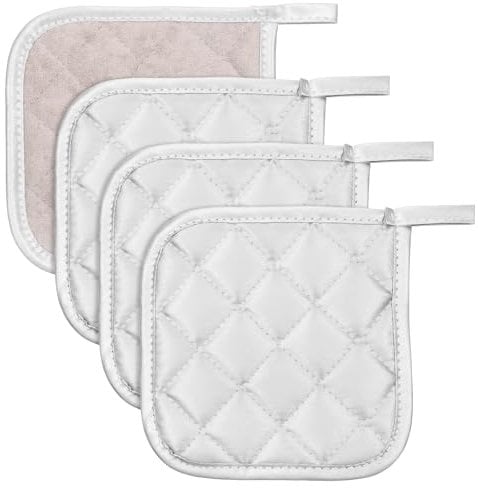 4Pcs Pot Holders, Heat Resistant Hot Pads Cotton Oven Potholder Kitchen Accessories for Cooking and Baking (Grey)