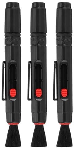 PATIKIL Camera Dusting Brush, Multifunction Cleaning Brush Keyboard Lens Pen Screen Lens Cleaner for Vinyl Records, LP Scan, SLR & Computer Screens,3 Pcs Red