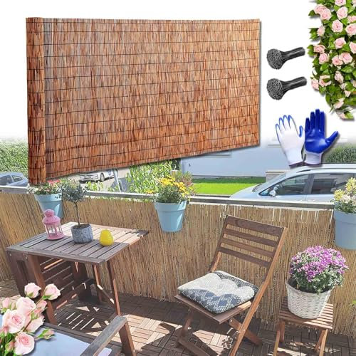 Rouleaux De Clôtures en Roseau 80cm À 1500cm Longueur Canisse Bambou Clôture en Roseau Décorative Extérieur 30cm À 180cm Hauteur Couverture De Protection Contre Le Vent Et Le Soleil