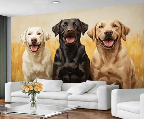 Dog Print Wallpaper, Golden Retriever Self Adhesive Wallpaper for Living Room, Pet Dog Wall Paper for Bedroom, Cute Puppy Wall Mural, Lovely Animal Large Mural - Home Decor