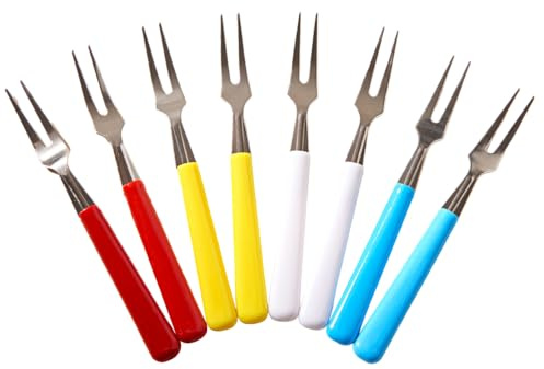 3 PAGEN® Cocktail-Gabeln 8er-Set bunt – auch ideal für Snacks, Gurken, Obst – Piekser aus Edelstahl und Kunststoff – farbenfrohe Ergänzung zum Fingerfood