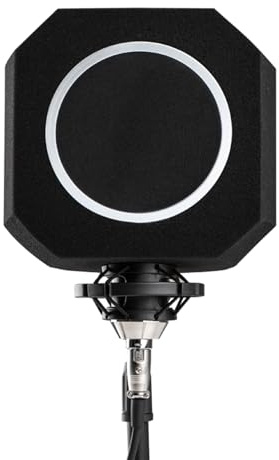 EVIEUN Mikrofon-Reflexionsfilter mit Popfilter, 45–60 mm,Schwarz | 5-seitiger Reflexionsfilter, integrierter Popfilter, 45–60 mm Mikrofone, 122 g, für Podcast, Streaming und Gesang