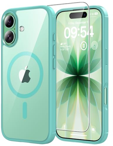 TAURI für iPhone 17 Hülle 6,3 mit Schutzfolie - Grün | Kompatibel mit MagSafe, Schutz nach Militärstandard, [Anti-Vergilbung] Stoßfest Transparent Magnetisch Handyhülle