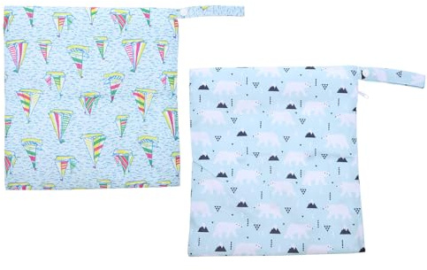 KAILIKETIY 2 Stück-Pack Bedruckte Windeltasche Tragbar für Unterwegs | Cloth Tpu, Atmungsaktiv und Organisiert, Reise und Outdoor, für Babys, mit Zwei Teilen Zufälliger Stil