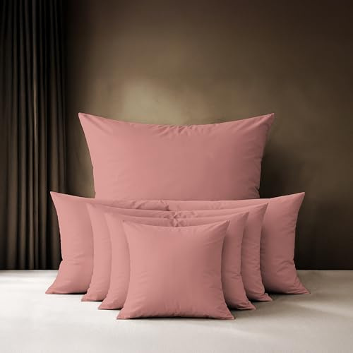 Lavea® 2er Set Kissenbezug 40x40 cm - Rosa | 100% Baumwolle – Flauschige Kissenhülle mit Reißverschluss, weiche Kopfkissenbezüge, OEKO-TEX® zertifiziert, Serie Jasmin