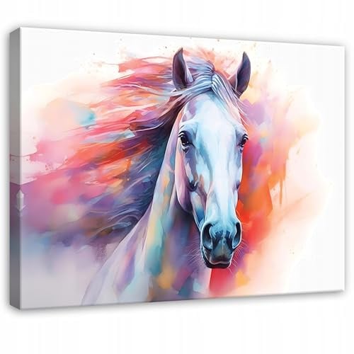 WallArena Leinwand Bilder 100 x 70 cm | Pferd, Leinwandbilder, Leinwandbilder, Bild auf leinwand, Format: 100 x 70 cm (BxH) - einteilig auf Canvas